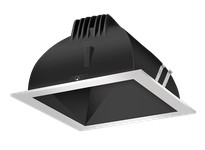 RAB NDLED4SD-80Y-B-S LED Trim MOD4" SQ 80DEG 30K 80CRI Black Cone Silver Ring