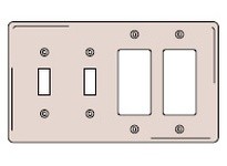 Hubbell Wiring NP2262W WALLPLATE 4-G 2) TOG 2) DEC WH