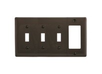 Hubbell Wiring NP326 WALLPLATE 4-G 3) TOG 1) DEC BR