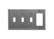 Hubbell Wiring NP326GY WALLPLATE 4-G 3) TOG 1) DEC GY