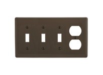 Hubbell Wiring NP38 WALLPLATE 4-G 3) TOG 1) DUP BR