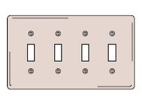 Hubbell Wiring NPJ4BK WALLPLT M-SIZE 4G 4) TOGG BK