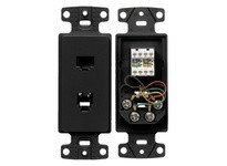 Hubbell Wiring NS784BK PLATE FRAME W/CAT5E/JK 6POS 4C S/TRM BK