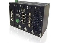Red Lion Controls NT24K-DR24-DC Fully Managed Industrial Ethernet Switch; Modular DIN Rail Design with 3 expansion slots; redund