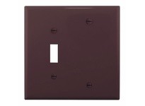 Cooper Eaton PJ113B Wallplate 2G Toggle/Blank Poly Mid Brown | Durable Wallplates