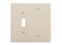 Cooper Eaton PJ113LA Wallplate 2G Toggle/Blank Poly Mid Light Almond | YarinInd