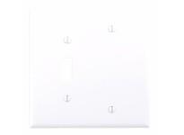 Cooper Eaton PJ113W Wallplate 2G Toggle/Blank Poly Mid White | Durable & Stylish