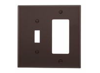 Cooper Eaton PJ126B Wallplate 2G Toggle/Deco Poly Mid Brown | YarinInd