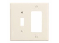 Cooper Eaton PJ126LA Wallplate 2G Toggle/Deco Poly Mid Light Almond