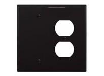Cooper Eaton PJ138BK Wallplate 2G Duplex/Blank Poly Mid Black | YarinInd