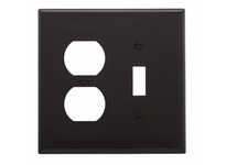 Cooper Eaton PJ18BK Wallplate 2G Toggle/Duplex Poly Mid Black