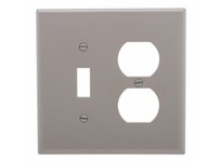 Cooper Eaton PJ18GY Wallplate 2G Toggle/Duplex Poly Mid Gray