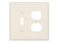 Cooper Eaton PJ18LA Wallplate 2G Toggle/Duplex Poly Mid Light Almond