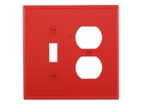 Cooper Eaton PJ18RD Wallplate 2G Toggle/Duplex Poly Mid Red | YarinInd