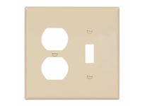 Cooper Eaton PJ18V Wallplate 2G Toggle/Duplex Poly Mid Ivory