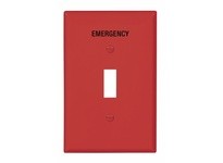 Cooper Eaton PJ1EMRD Wallplate 1G Tog Poly Mid Emergency RD