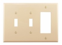 Cooper Eaton PJ226V Wallplate 3G 2Toggle/Deco Poly Mid Ivory | Industrial Supplies