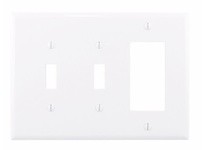Cooper Eaton PJ226W Wallplate 3G 2Toggle/Deco Poly Mid White | YarinInd