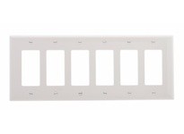 Cooper Eaton PJ266W Wallplate 6G Decorator Poly Mid White | YarinInd