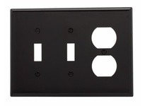 Cooper Eaton PJ28BK Wallplate 3G 2Toggle 1Duplex Poly Mid Black | YarinInd