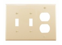 Cooper Eaton PJ28V Wallplate 3G 2Toggle 1Duplex Poly Mid Ivory