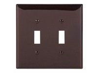 Cooper Eaton PJ2B Wallplate 2G Toggle Poly Mid Brown