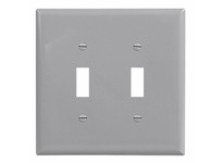 Cooper Eaton PJ2GY Wallplate 2G Toggle Poly Mid Gray