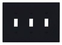 Cooper Eaton PJ3BK Wallplate 3G Toggle Poly Mid Black | YarinInd