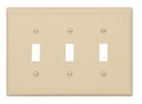 Cooper Eaton PJ3V Wallplate 3G Toggle Poly Mid Ivory | YarinInd