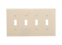 Cooper Eaton PJ4A-SP-L Wallplate 4G Toggle Poly Mid Almond | YarinInd