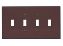 Cooper Eaton PJ4B Wallplate 4G Toggle Poly Mid Brown