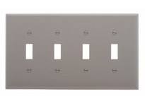 Cooper Eaton PJ4GY Wallplate 4G Toggle Poly Mid Gray | Industrial Supplies