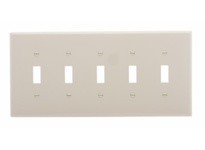 Cooper Eaton PJ5LA Wallplate 5G Toggle Poly Mid LA
