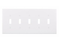 Cooper Eaton PJ5W Wallplate 5G Toggle Poly Mid White | YarinInd