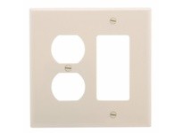 Cooper Eaton PJ826A Wallplate 2G Dup/Deco Combo Poly Mid Almond