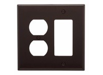 Cooper Eaton PJ826B Wallplate 2G Dup/Deco Combo Poly Mid Brown