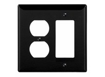 Cooper Eaton PJ826BK Wallplate 2G Dup/Deco Combo Poly Mid Black | YarinInd