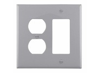 Cooper Eaton PJ826GY Wallplate 2G Dup/Deco Combo Poly Mid Gray