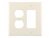 Cooper Eaton PJ826LA Wallplate 2G Dup/Deco Combo Poly Mid Light Almond