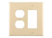 Cooper Eaton PJ826V Wallplate 2G Dup/Deco Combo Poly Mid Ivory