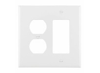Cooper Eaton PJ826W Wallplate 2G Dup/Deco Combo Poly Mid White