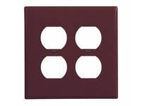 Cooper Eaton PJ82B Wallplate 2G Duplex Poly Mid Brown