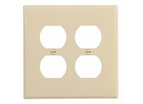 Cooper Eaton PJ82V Wallplate 2G Duplex Poly Mid Ivory | YarinInd