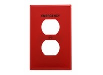 Cooper Eaton PJ8EMRD Wallplate 1G Duplex EMERGENCY Poly Mid RD