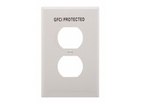 Cooper Eaton PJ8GFW Wallplate 1G Duplex GFCI PROTECTED Poly Mid White