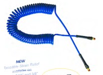 Coilhose PU38-304B-T Flexcoil 3/8" ID x 30' W/2 1/4" MPT Swivel Fittings Transparent Blue