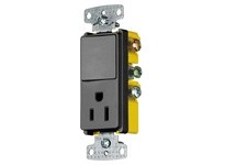 Hubbell Wiring RCD108BK COMBO 15A SP RKR 15A 125V RCPT BK