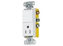 Hubbell Wiring RCD108W COMBO 15A SP RKR 15A 125V RCPT WH