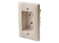 Hubbell Wiring RR1510LA RECESS TR DUP RCPT 15A 125V LG ALMOND