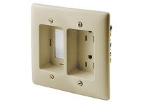 Hubbell Wiring RR1512I RECESS TR DUP RCPT 2G W/FEED 15A 125V | Industrial Supplies